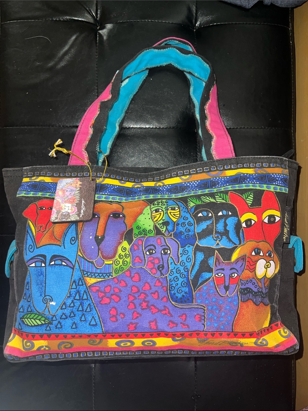 Laurel Burch Colorful Dog Tote